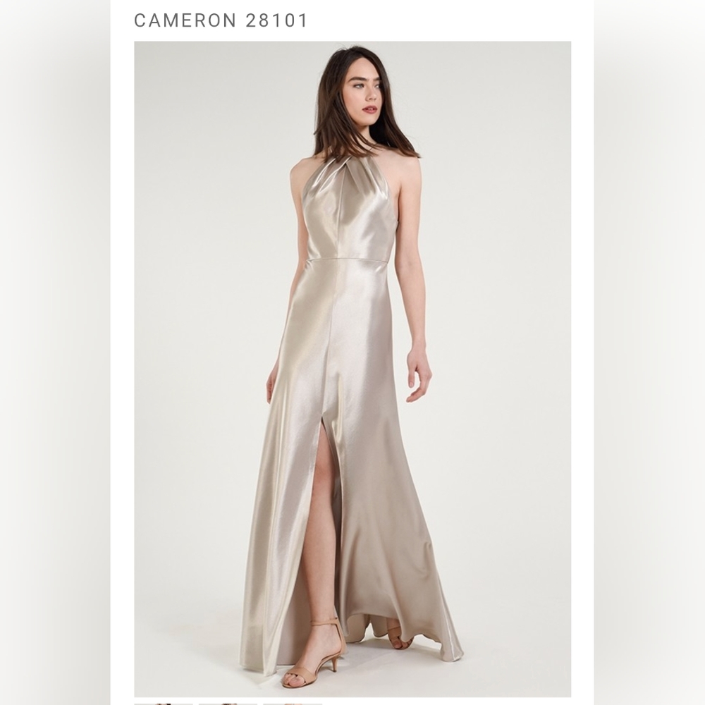 Jenny Yoo Cameron Halter Neck Satin Dress